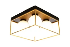Aneta Lighting plafondi Astro 28 cm musta/kulta/opaalivalkoinen