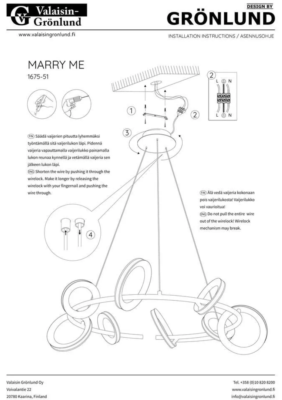 Design by Grönlund Marry Me kattovalaisin Ø75 cm messinki