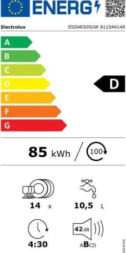 Electrolux astianpesukone ESS48305UW 60 cm valkoinen