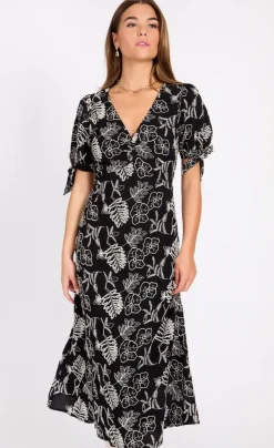 Little Mistress mekko Black Cotton Midaxi