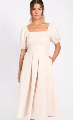 Little Mistress mekko Cream Leaf Midaxi