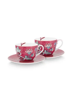 Pip Studio kuppi & aluslautanen Flower Festival 280 ml 2 kpl