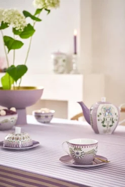 Pip Studio kuppi ja alunen Lily&Lotus Tiles 280 ml Lilac