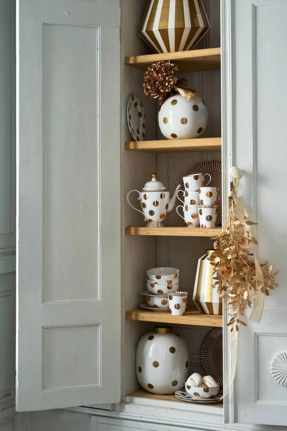 Pip Studio maljakko Metal Dots 23 cm White-Gold