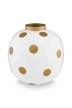 Pip Studio maljakko Metal Dots 23 cm White-Gold