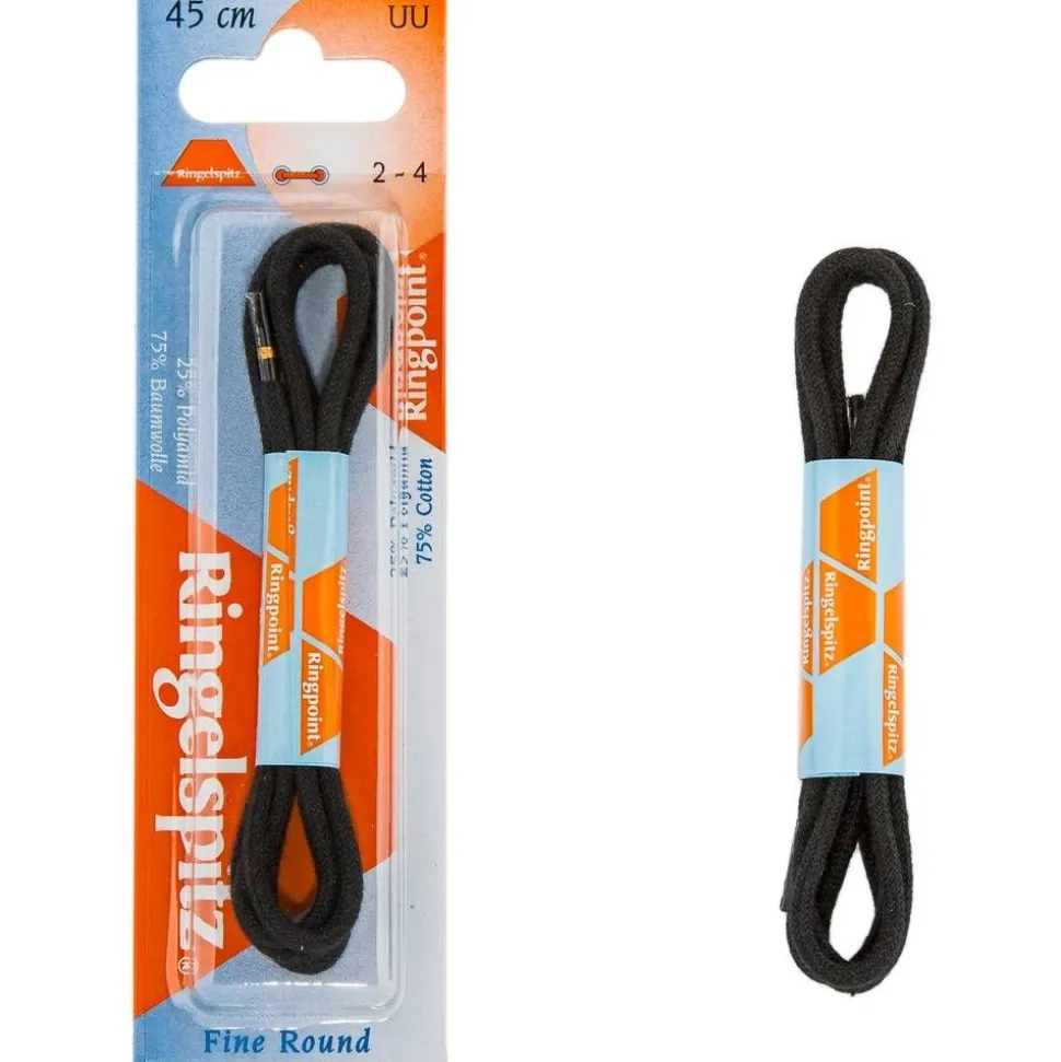 Ringpoint kengännauhat pyöreä 45 cm, Musta