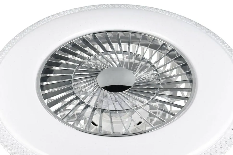 Trio Lighting LED kattotuuletin Harstad kromi starlight