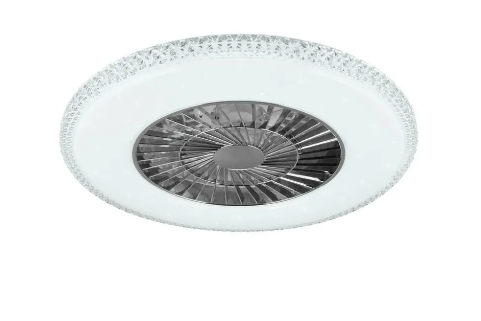 Trio Lighting LED kattotuuletin Harstad kromi starlight