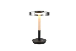 Trio Lighting pöytävalaisin Celeste LED mattamusta/kromattu/