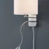 Trio Lighting seinävalaisin Hotel lukuvalolla E14 + LED valk