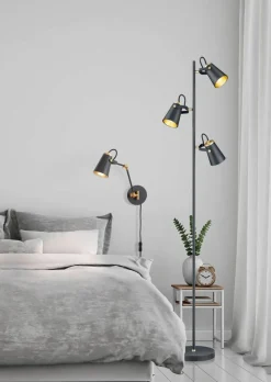 Trio Lighting seinävalaisin Edward E14 mattamusta/kulta