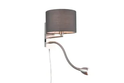 Trio Lighting seinävalaisin Hotel lukuvalolla E14 + LED harm