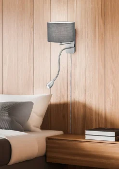 Trio Lighting seinävalaisin Hotel lukuvalolla E14 + LED harm